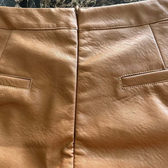 Shine Star Women  Vegan Leather Mini Front Slit Skirt Brown Tan Size Medium - Picture 6 of 14